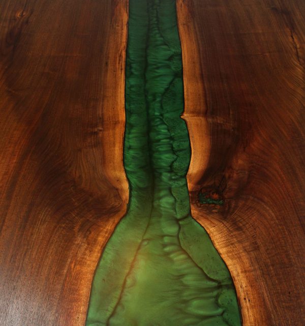 Emerald Epoxy River in Black Walnut Live Edge